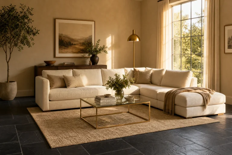Clever Decorating Ideas for Living Rooms with Black Tile Floors