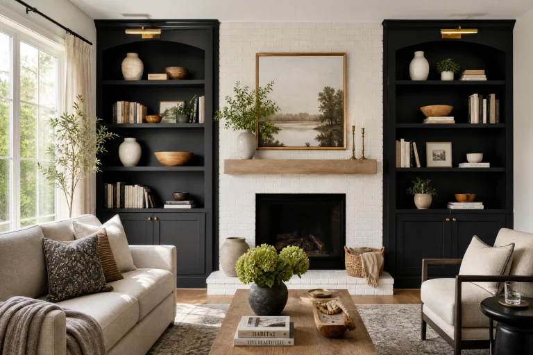Stunning Ways to Style and Customize Black Built In Living Room Shelves