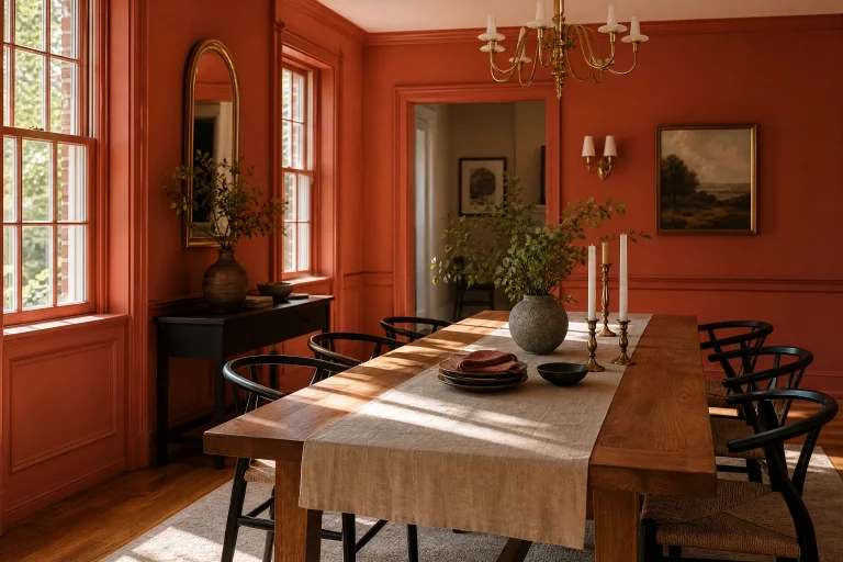 Architectural Palette Composition: Harmonizing Saturated Tones, Earthen Minerals, and Natural Wood Textures