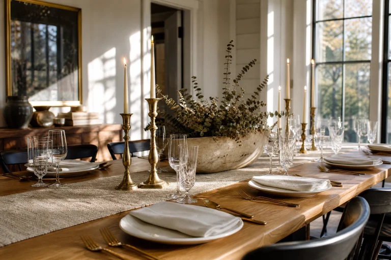 Curated Table Compositions with Natural Stone, Handmade Ceramics, and Seasonal Botanicals